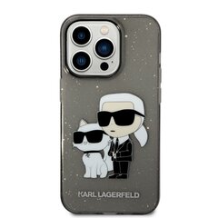 Karl Lagerfeld IML Glitter Karl and Choupette NFT Case for iPhone 14 Pro Black цена и информация | Чехлы для телефонов | pigu.lt