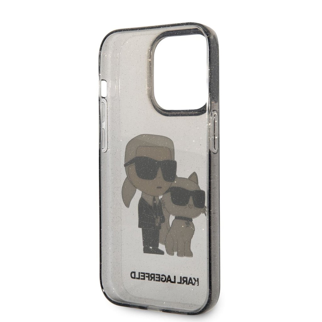 Karl Lagerfeld IML Glitter Karl and Choupette NFT iPhone 14 Pro Max Black цена и информация | Telefono dėklai | pigu.lt