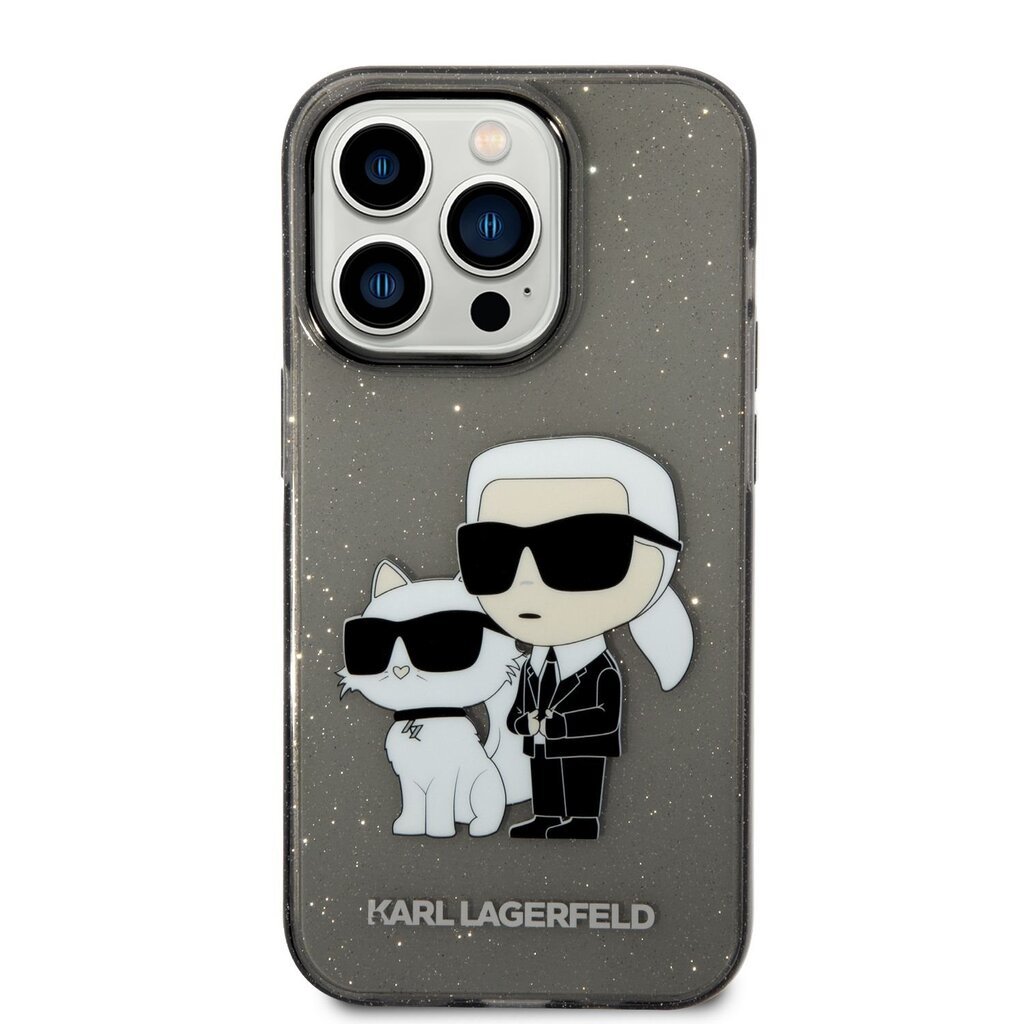 Karl Lagerfeld IML Glitter Karl and Choupette NFT iPhone 14 Pro Max Black цена и информация | Telefono dėklai | pigu.lt