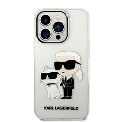 Karl Lagerfeld IML Glitter Karl and Choupette NFT iPhone 14 Pro Max Transparent kaina ir informacija | Telefono dėklai | pigu.lt