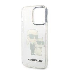 Karl Lagerfeld IML Glitter Karl and Choupette NFT iPhone 14 Pro Max Transparent kaina ir informacija | Telefono dėklai | pigu.lt