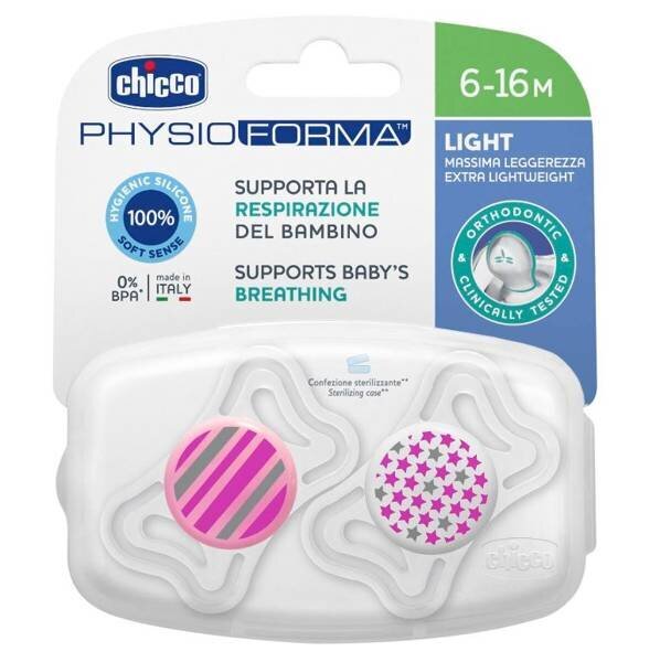 Čiulptukas Chicco PhysioForma Light, 6-16mėn, 2vnt. kaina ir informacija | Čiulptukai | pigu.lt