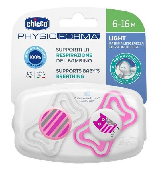 Čiulptukas Chicco PhysioForma Light, 16-36 mėn, 2vnt. kaina ir informacija | Čiulptukai | pigu.lt