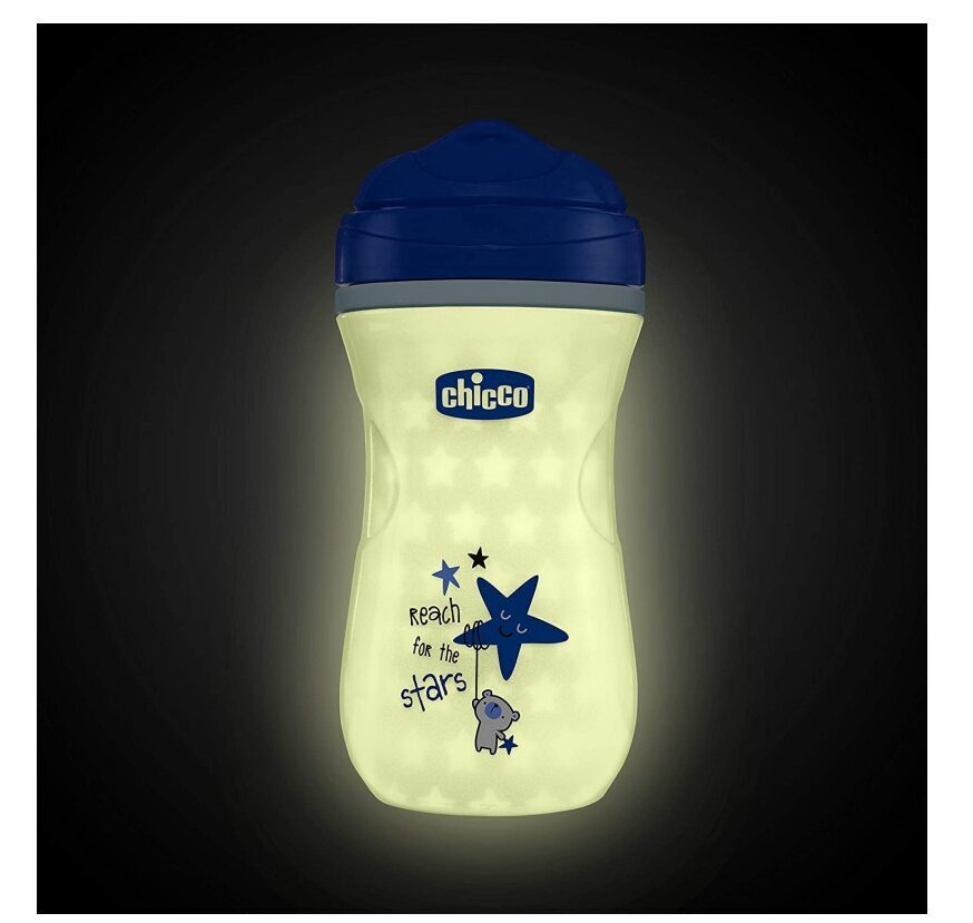 Gertuvė vaikams Chicco Glowing Cup, mėlynas, 200 ml kaina ir informacija | Buteliukai kūdikiams ir jų priedai | pigu.lt