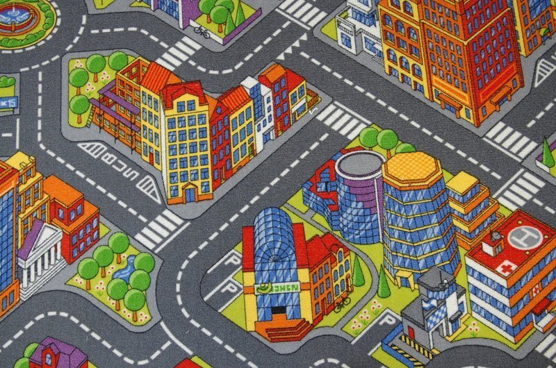 Rugsx vaikiškas kilimas Big City, 250x500 cm цена и информация | Kilimai | pigu.lt