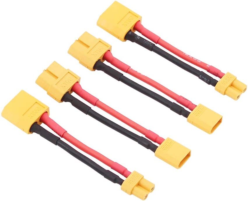 4 vienetai XT30 į XT60 adapterio kabeliai nuo vyriškos iki moteriškos 16awg jungties 5cm цена и информация | Išmanioji technika ir priedai | pigu.lt