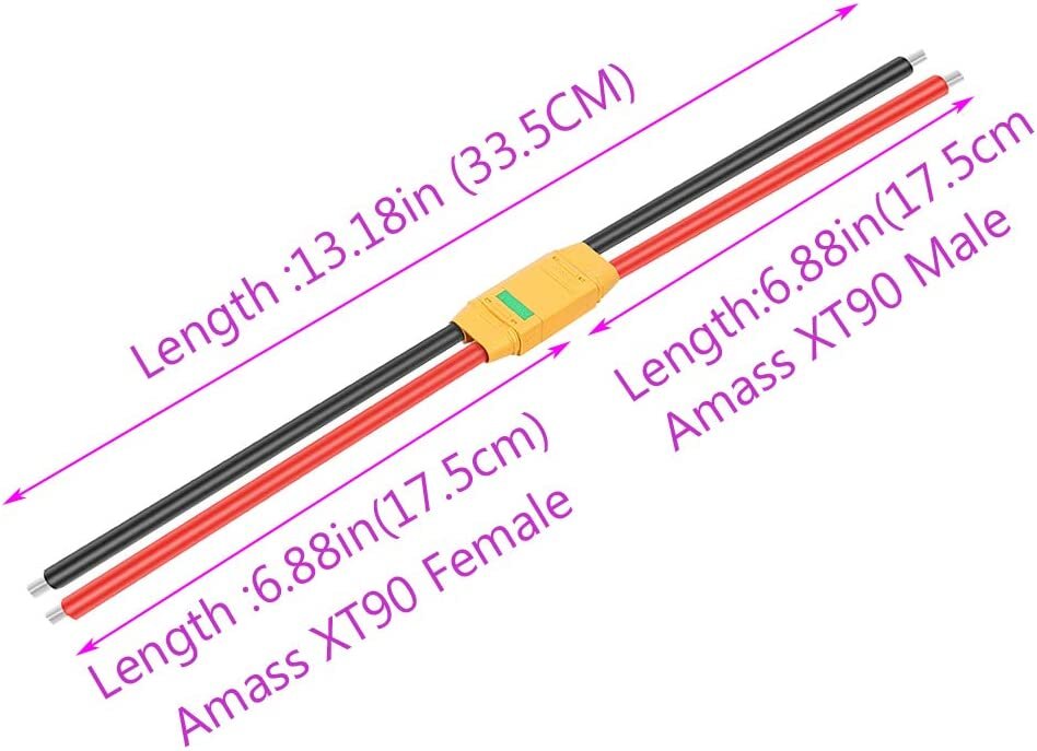 1 pora X90 moteriško kištuko jungtis su 10AWG kabeliu, skirta motorolerio akumuliatoriui цена и информация | Auto reikmenys | pigu.lt