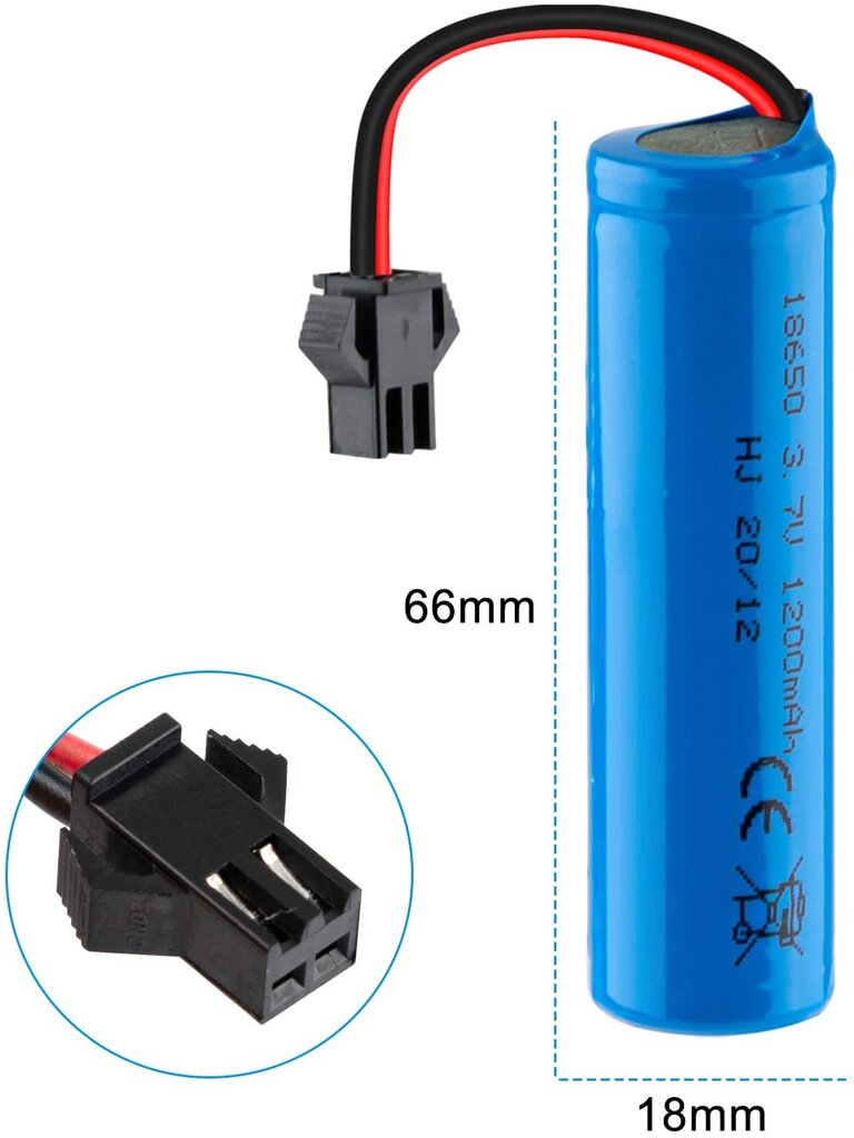 1 vnt. 1S 3.7V 1200mAh lipo akumuliatorius su SM kištuku, skirtas RC automobiliams, važiuojantiems bekele kaina ir informacija | Išmanioji technika ir priedai | pigu.lt