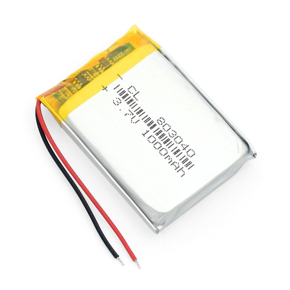1 vnt. įkraunama lipo baterija 803040 (3,7 V, 1000 mAh Lipo), skirta garsiakalbiui, "Bluetooth", GPS, PDA, tachografui, žaislams цена и информация | Išmanioji technika ir priedai | pigu.lt