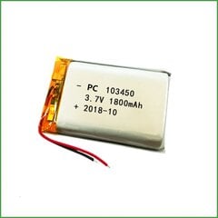 1 шт. перезаряжаемая липовая батарея 103450 (3.7v, 1800mAh Lipo) для Bluetooth гарнитур, умных часов, POS, медицинских инструментов и других портативных устройств цена и информация | Akumuliatoriai | pigu.lt