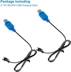 Зарядный кабель USB-2P 250mAh выход для 6V Ni-Mh аккумуляторов радиоуправляемой техники, светло-голубой, 2 шт. цена и информация | Смарттехника и аксессуары | pigu.lt