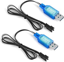 2 vnt. SM-2P USB įkroviklio kabelis 250 mAh išėjimo RC automobilis, skirtas 6 V Ni-Mh akumuliatoriams Šviesiai mėlyna spalva kaina ir informacija | Išmanioji technika ir priedai | pigu.lt
