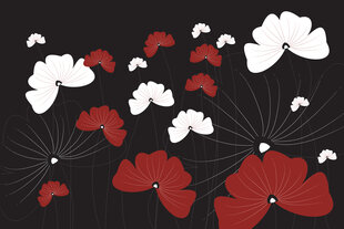Fototapetai - Stilizuotos gėlės juodame fone kaina ir informacija | Fototapetai | pigu.lt