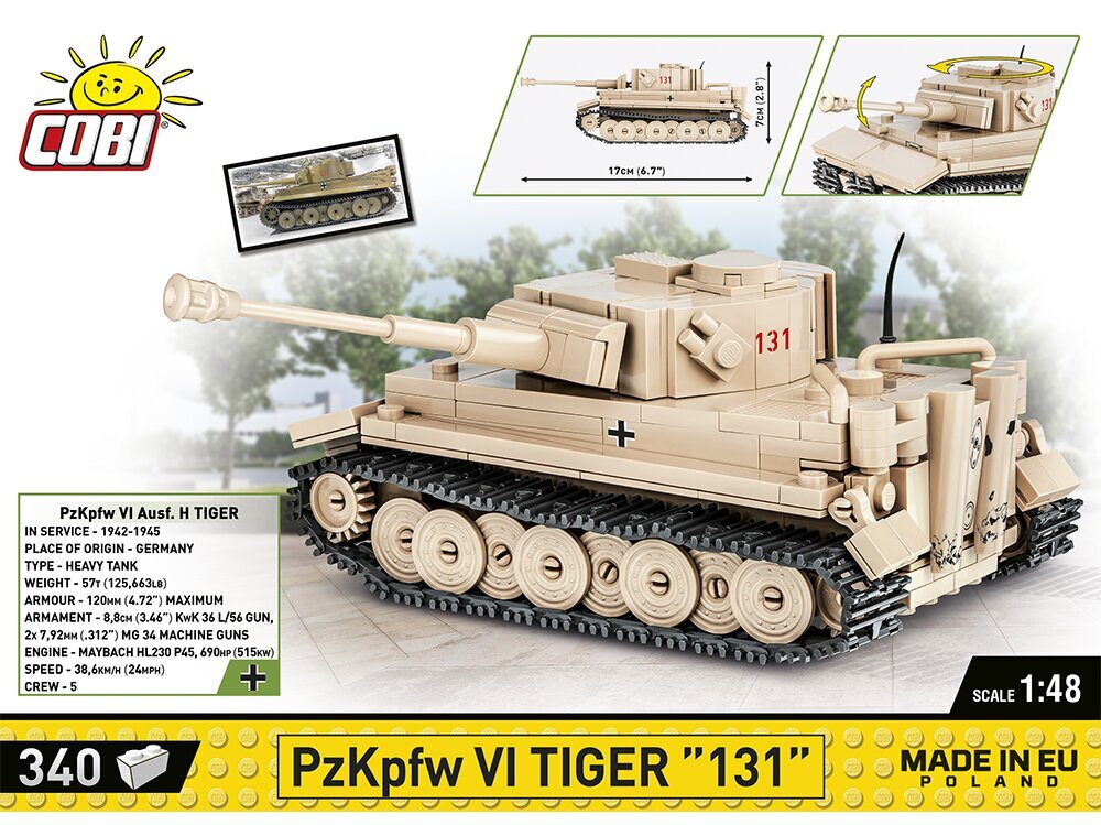 Konstruktorius Cobi PzKpfw VI Tiger 131, 1/48, 2710 kaina ir informacija | Konstruktoriai ir kaladėlės | pigu.lt