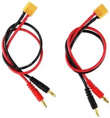 Зарядка XT60 с 4 мм «банановым» штекером 14AWG силиконовый кабель 30 см, цвет желтый красный черный, 2 шт. цена и информация | Смарттехника и аксессуары | pigu.lt