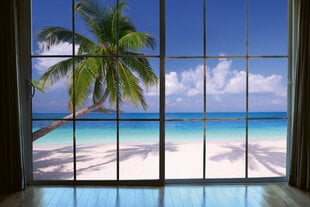 Fototapetai - Vaizdas į paplūdimį nuo lango kaina ir informacija | Fototapetai | pigu.lt