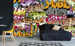 Фотообои - Искусство граффити 375x250 см цена и информация | Фотообои с инструментом и клеем - Бежевые листья эвкалипта, 400x280 см | pigu.lt