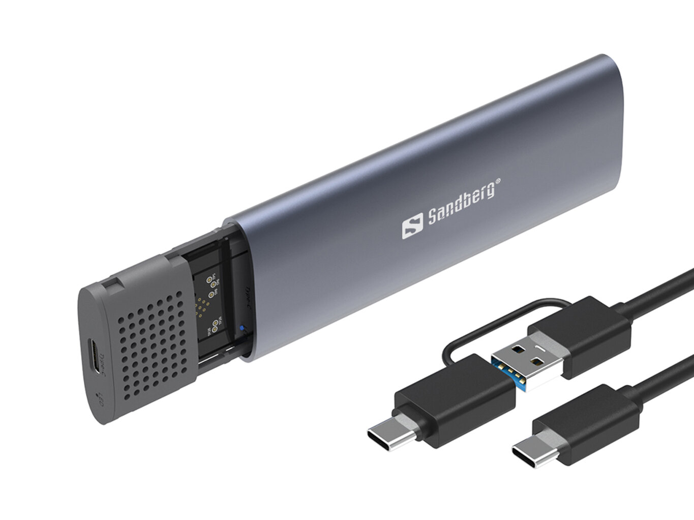 Sandberg 136-39 USB 3,2 dėklas, skirtas M.2+NVMe SSD kaina ir informacija | Išorinių kietųjų diskų dėklai | pigu.lt