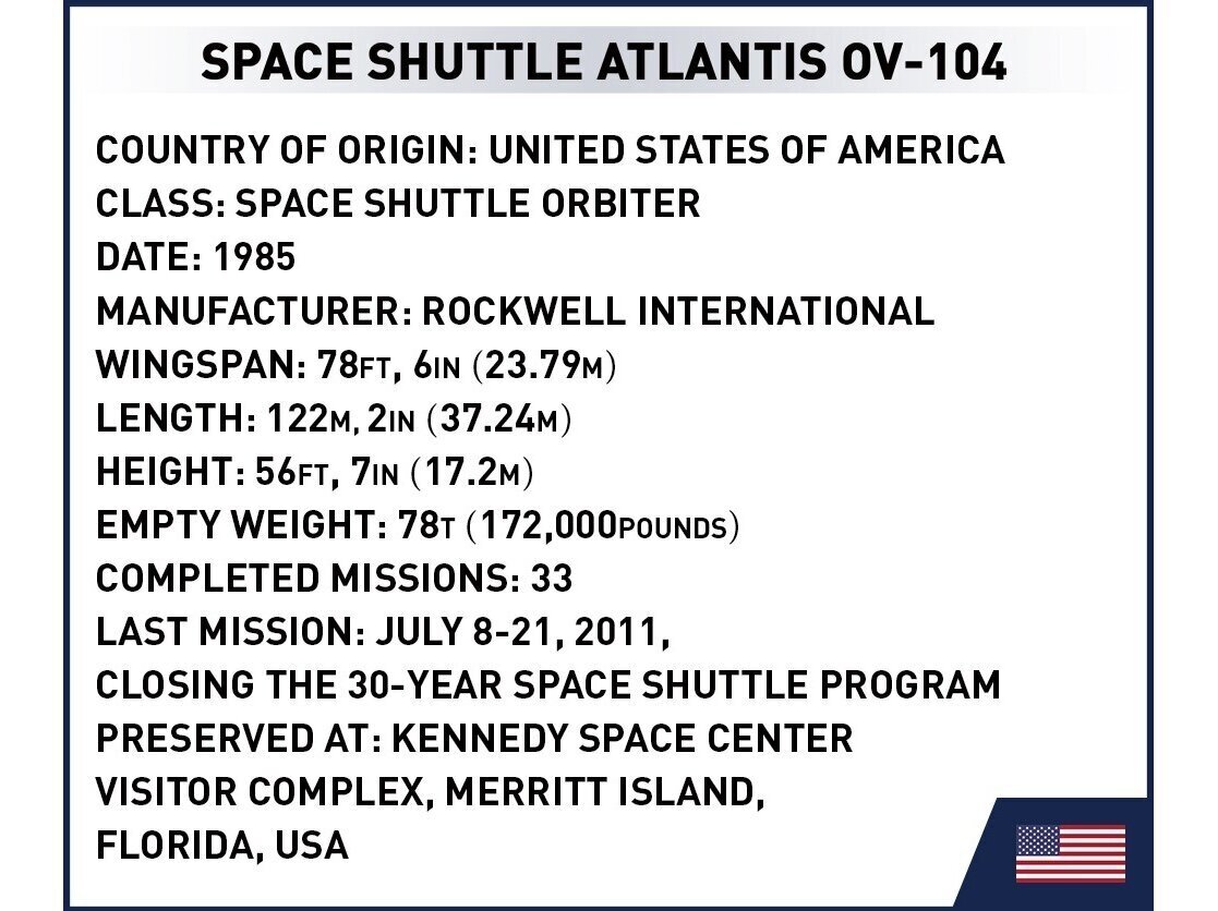 Konstruktorius Cobi Space Shuttle Atlantis, 1/100, 1930 kaina ir informacija | Konstruktoriai ir kaladėlės | pigu.lt