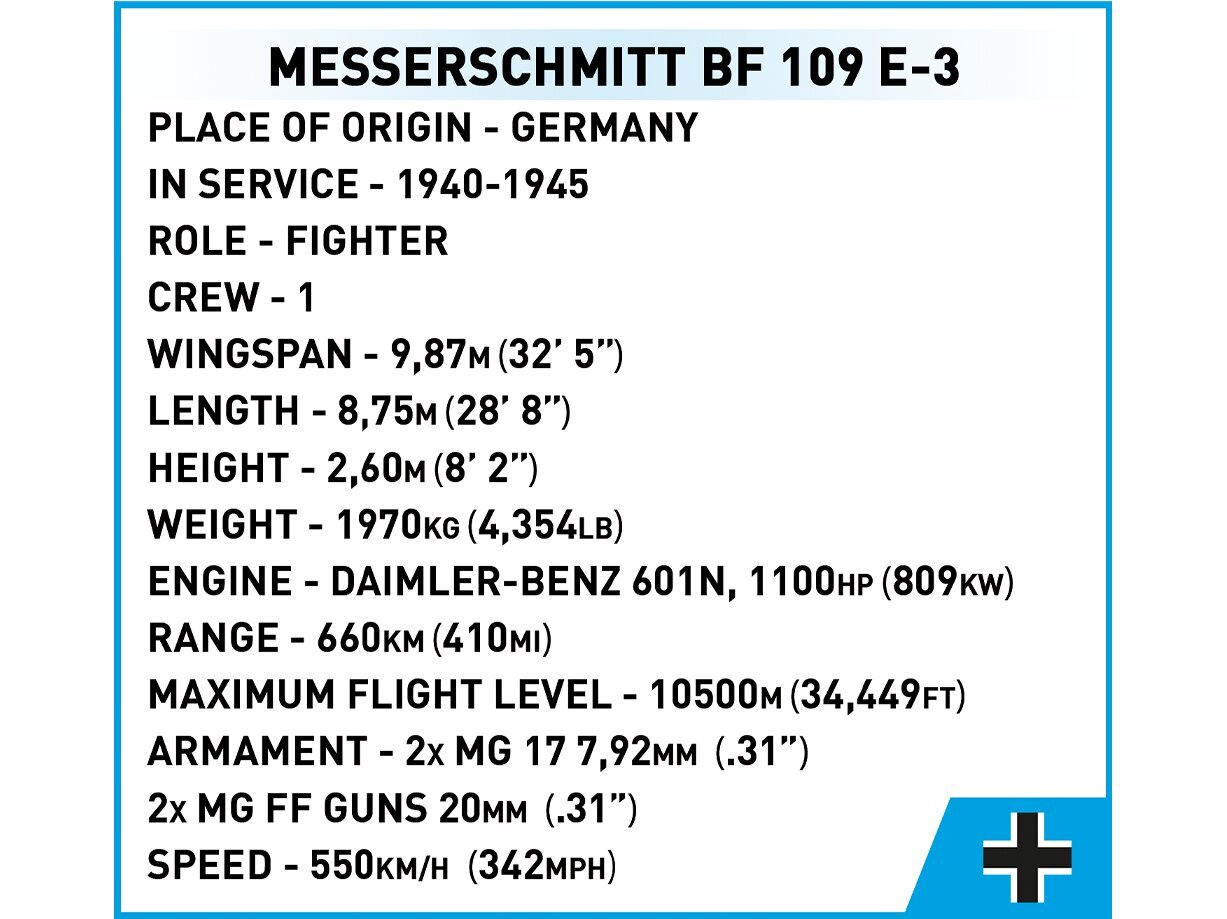 COBI - Конструктор Messerschmitt Bf 109 E-3, 1/32, 5727 цена | pigu.lt