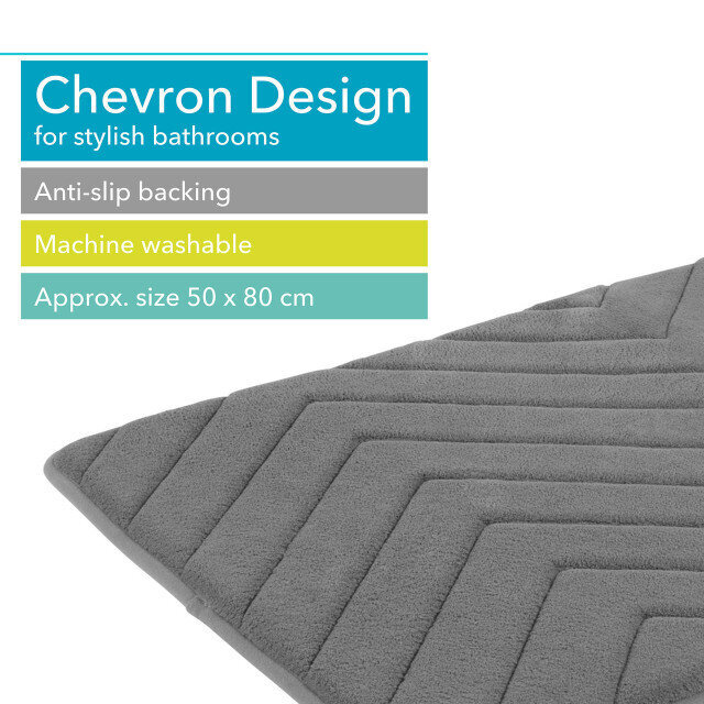 Memory foam kilimėlis Beldray Chevron, 50 x 80 cm, Charcoal grey kaina ir informacija | Vonios kambario aksesuarai | pigu.lt