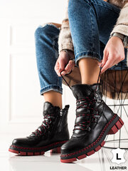 Кожаные зимние сапоги на красной подошве от Artiker цена и информация | Женские ботинки | pigu.lt