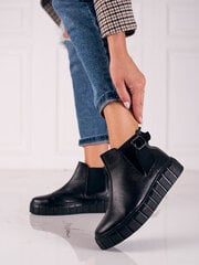 Женские сапоги Sokolski, черные, кожаные, на каблуке цена и информация | Женские ботинки | pigu.lt