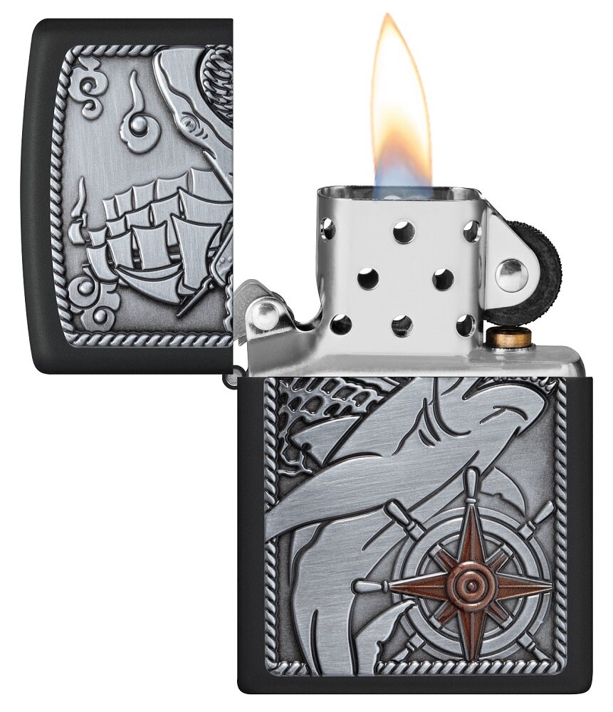 Žiebtuvėlis Zippo 48120 Ship Shark Emblem Design kaina ir informacija | Žiebtuvėliai ir priedai | pigu.lt