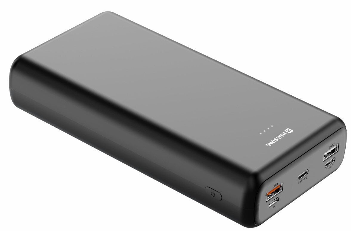 Внешний аккумулятор («Power bank») Swissten Line Power Bank Переносная  зарядная батарея 2xUSB / USB-C / Micro USB / Lightning / 20W / 30000 mAh  цена | pigu.lt