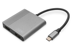 Digitus USB-C - 2x HDMI Adapter DA-70828 цена и информация | Адаптеры, USB-разветвители | pigu.lt