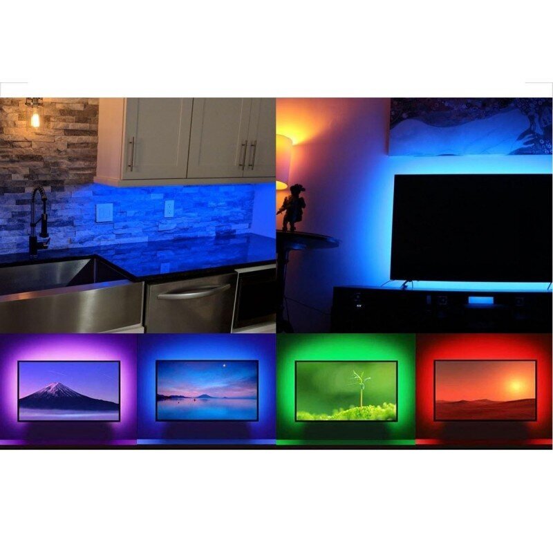 LED juosta su pultu ir adapteriu RGB, 5 m kaina ir informacija | LED juostos | pigu.lt