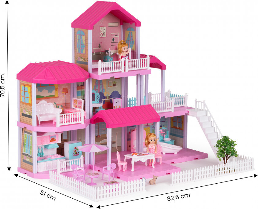 Didelis lėlių namas su sodu, 2 lėlės + du šunys kaina ir informacija | Žaislai mergaitėms | pigu.lt