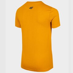 Marškinėliai 4F Jr HJZ22-JTSM003 71S, oranžiniai, 158 cm kaina ir informacija | Marškinėliai berniukams | pigu.lt
