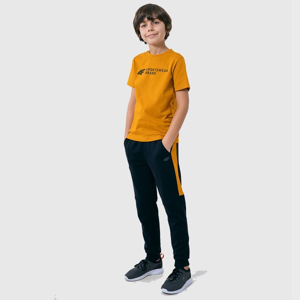 Marškinėliai 4F Jr HJZ22-JTSM003 71S, oranžiniai, 158 cm kaina ir informacija | Marškinėliai berniukams | pigu.lt