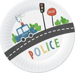 Popierinės lėkštės Policijos automobilis, 18 cm, 6 vnt kaina ir informacija | Vienkartiniai indai šventėms | pigu.lt