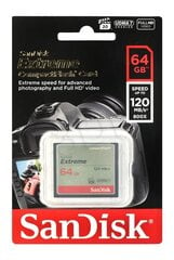 Карта памяти SanDisk CompactFlash Extreme 64ГБ 120МБ/с цена и информация | Карты памяти для фотоаппаратов, камер | pigu.lt