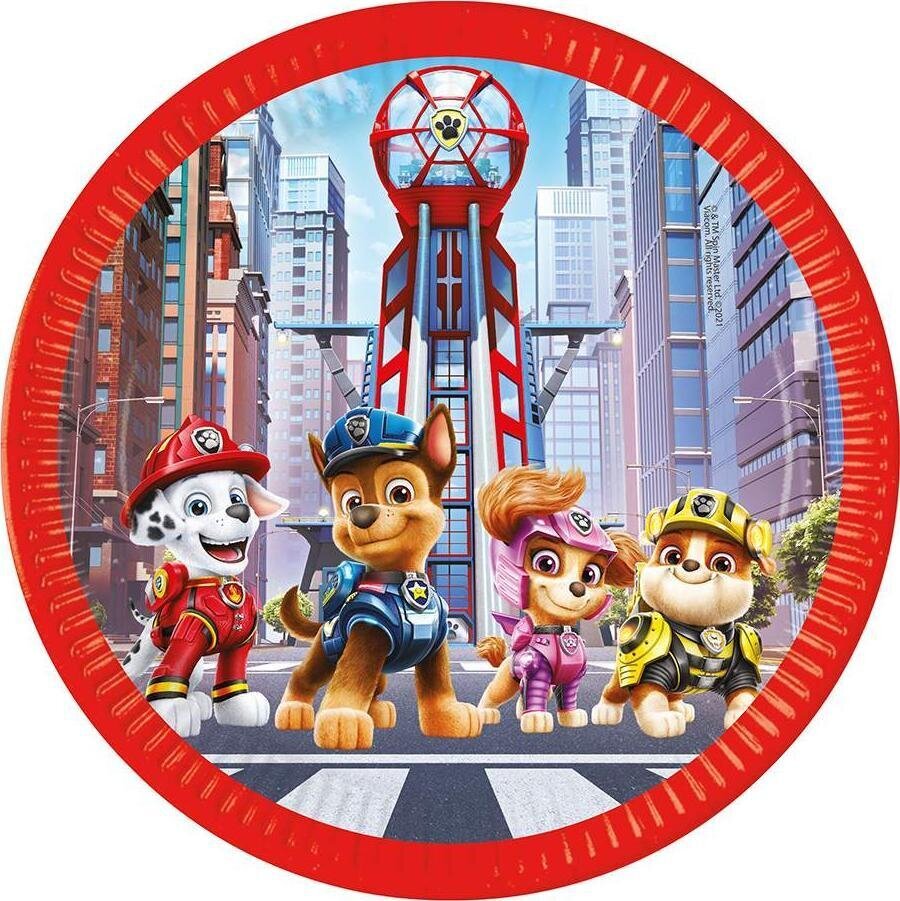 Vienkartinės popierinės lėkštės Paw Patrol: The Movie 23 cm, 8 vnt kaina ir informacija | Vienkartiniai indai šventėms | pigu.lt