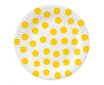 Popierinės lėkštutės balta su geltonais taškeliais, 18cm, 6 vnt. kaina ir informacija | Vienkartiniai indai šventėms | pigu.lt