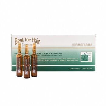 Plaukų šaknis stiprinantis serumas su augalinės placentos ekstraktu Best for Hair 12x10 ml kaina ir informacija | Priemonės plaukų stiprinimui | pigu.lt