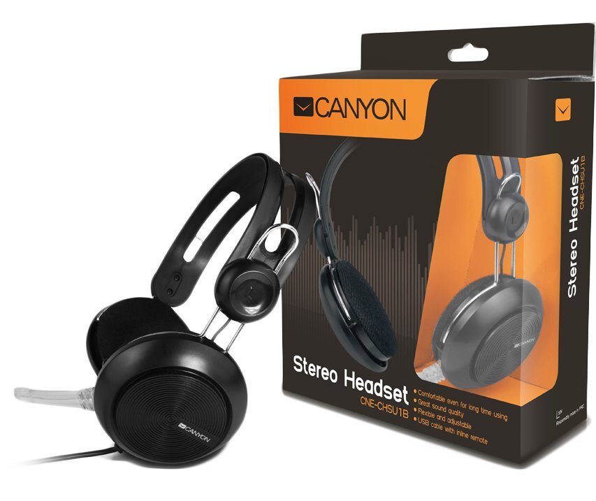 Canyon Simple USB, Juodos kaina ir informacija | Ausinės | pigu.lt