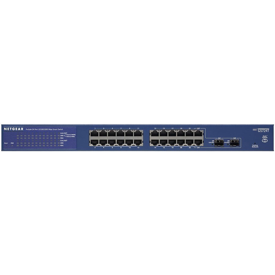 Switch Netgear GS724T Smart Managed (24x 10/100/1000 Gigabit with 2 SFP GBIC Slots) Retail kaina ir informacija | Komutatoriai (Switch) | pigu.lt