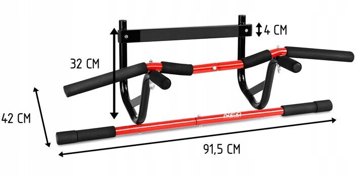 Metalinis skersinis prisitraukimams Neo-Sport NS-312, 91.5 x 42 x 32 cm, juodas/raudonas цена и информация | Skersiniai | pigu.lt