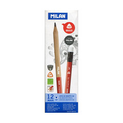 Набор карандашей Milan MAXI, графитовый, 12 шт. цена и информация | Принадлежности для рисования, лепки | pigu.lt