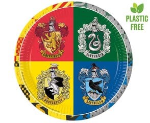 Одноразовые бумажные тарелки 23 см, 8 шт "Harry Potter Hogwarts Houses" 93451 цена и информация | Праздничная одноразовая посуда | pigu.lt