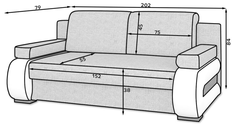 Sofa Nore Laura, pilka/balta kaina ir informacija | Sofos | pigu.lt