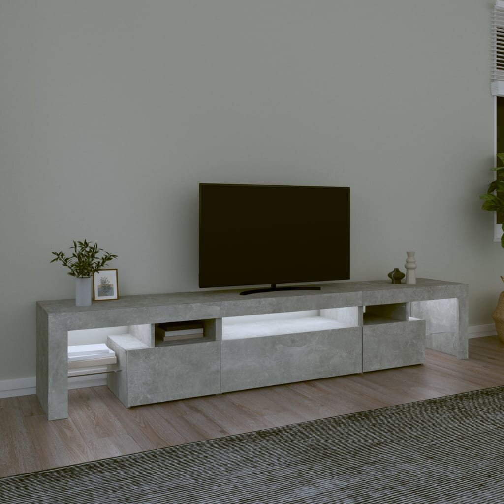 Tv spintelė su LED apšvietimu vidaXL, pilka kaina ir informacija | TV staliukai | pigu.lt