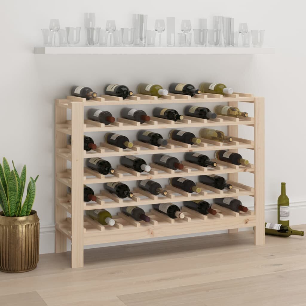 Vyno butelių stovas, 109,5x30x82cm, pušies medienos masyvas цена и информация | Virtuvinės spintelės | pigu.lt