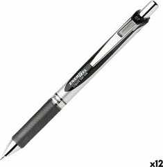Gelinis rašiklis Pentel Energel XM Klick, 12 vnt, juodas kaina ir informacija | Rašymo priemonės | pigu.lt