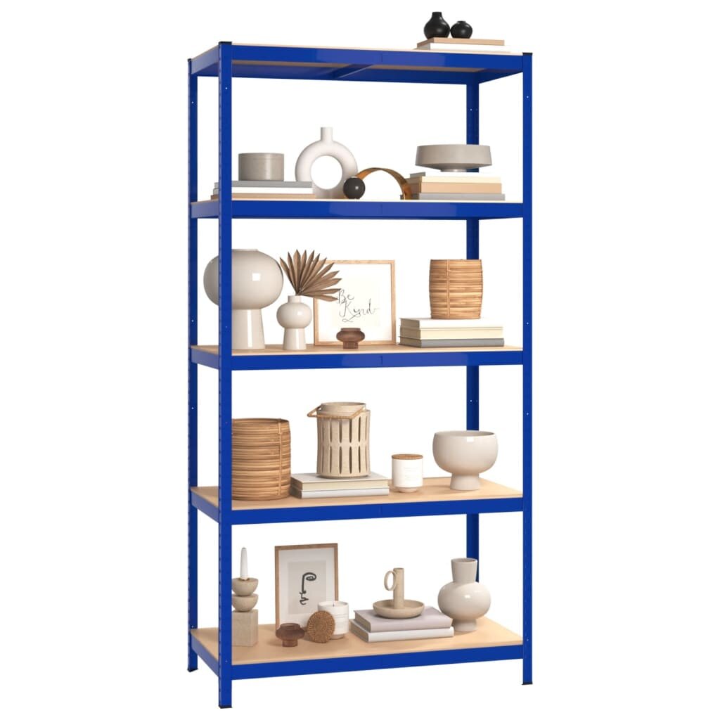Plieninės/medinės sandėliavimo lentynos, mėlynos, 2 vnt. kaina ir informacija | Sandėliavimo lentynos | pigu.lt