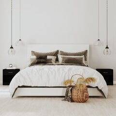 Naktinės spintelės su stalčiais, 2 vnt., juodos spalvos, 36,5 x 30,5 x 38 cm kaina ir informacija | Spintelės prie lovos | pigu.lt
